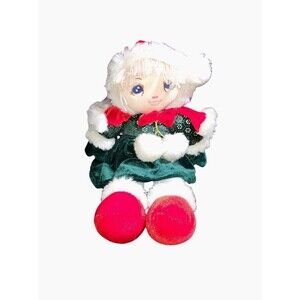 Goffa International Christmas Red Hat & Cape Cloth Rag Doll‎ Plush 18"